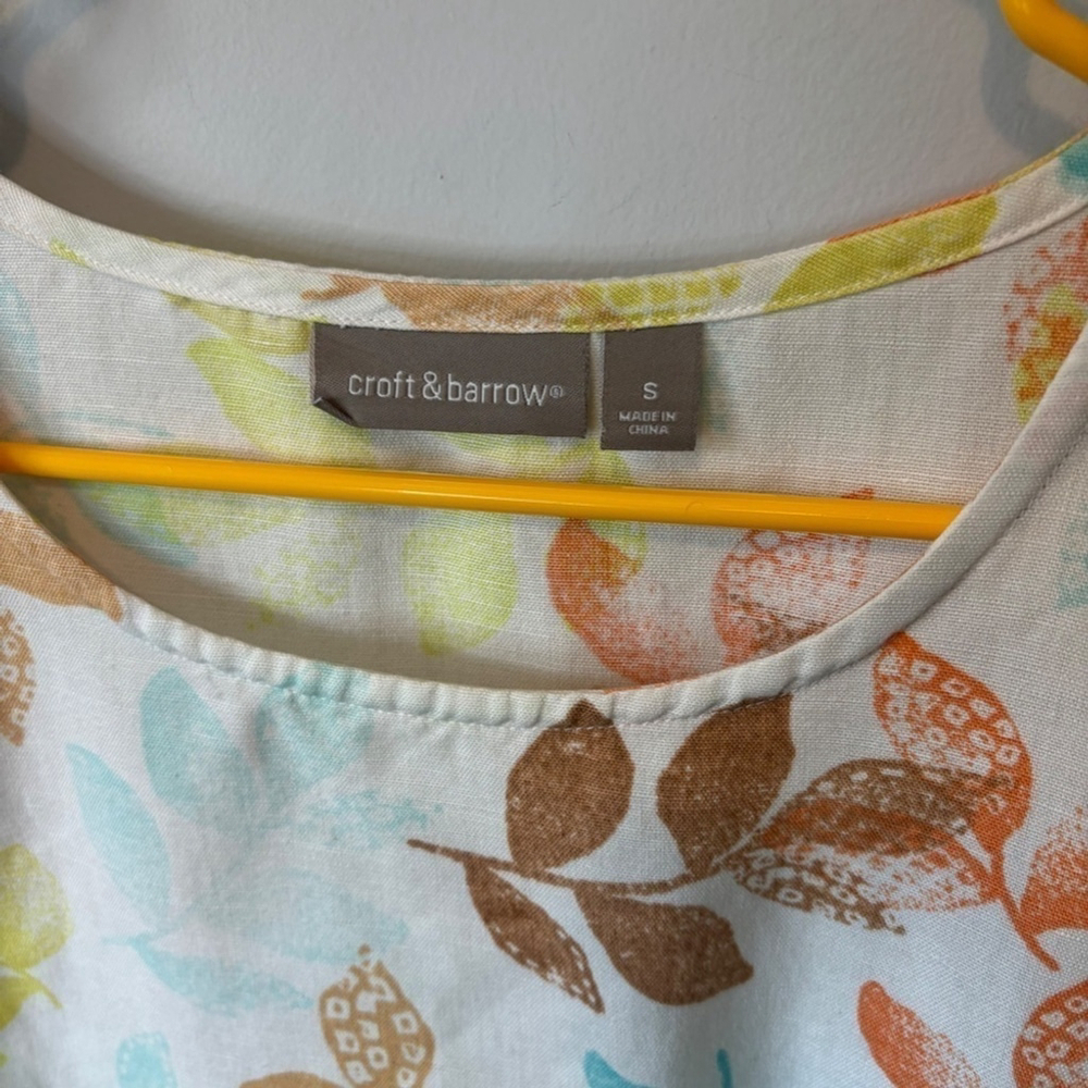 Croft & Barrow, Women's Linen, Leaf Pattern, Sleeveless top, SZ S - Picture 9 of 9